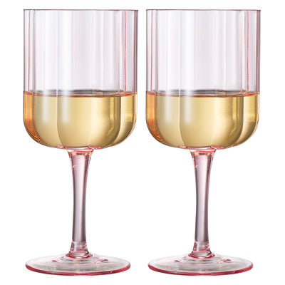 Flower Stemmed Wine Glassware, Pink, Set of 2