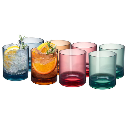Eze Acrylic Lowball Tumbler Glassware, Set of 8