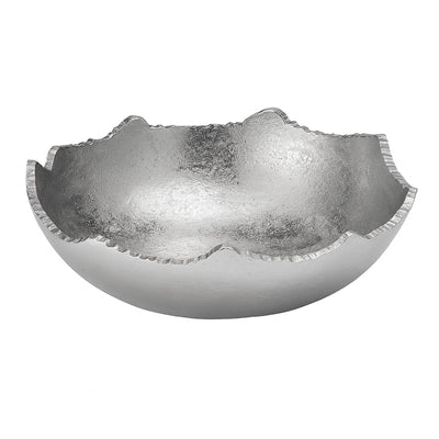 GUTE Decorative Silver Moon Decorative Metal Torn Hammered Asymmetrical Centerpiece Bowl with Pointed Edges, 10.2in Catch All, Silver Stainless Steel Metal, Accent Basket Fruit, Potpourri, Jewelry
