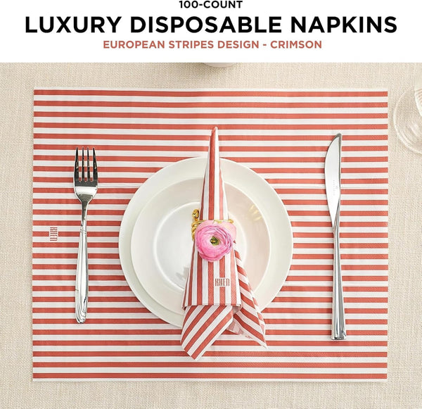 Khen Napkin Placemat Stripe Red Set of 50