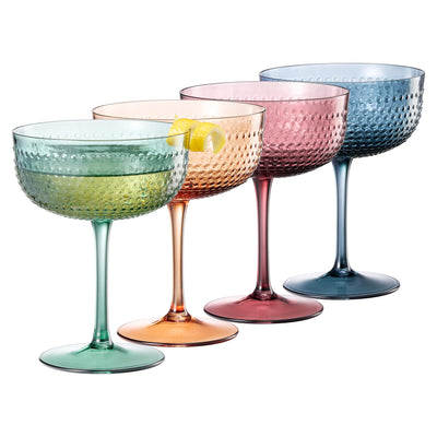Hobnail Coupes, Cocktail Glass | Set of 4 | Muted Colors