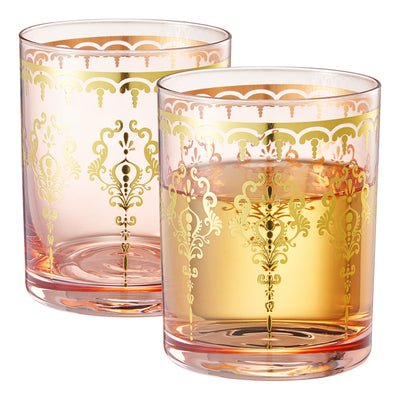 Moroccan Whiskey & Cocktail Tumbler Glass | Pink | Set of 2