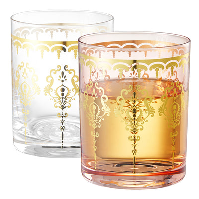 Moroccan Whiskey & Cocktail Glass | Pink & Clear | Set of 2