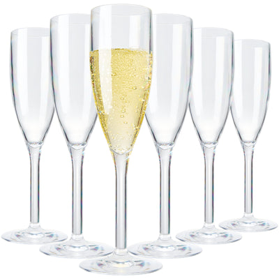 Barcelona Acrylic Champagne Flute Glassware, Set of 6