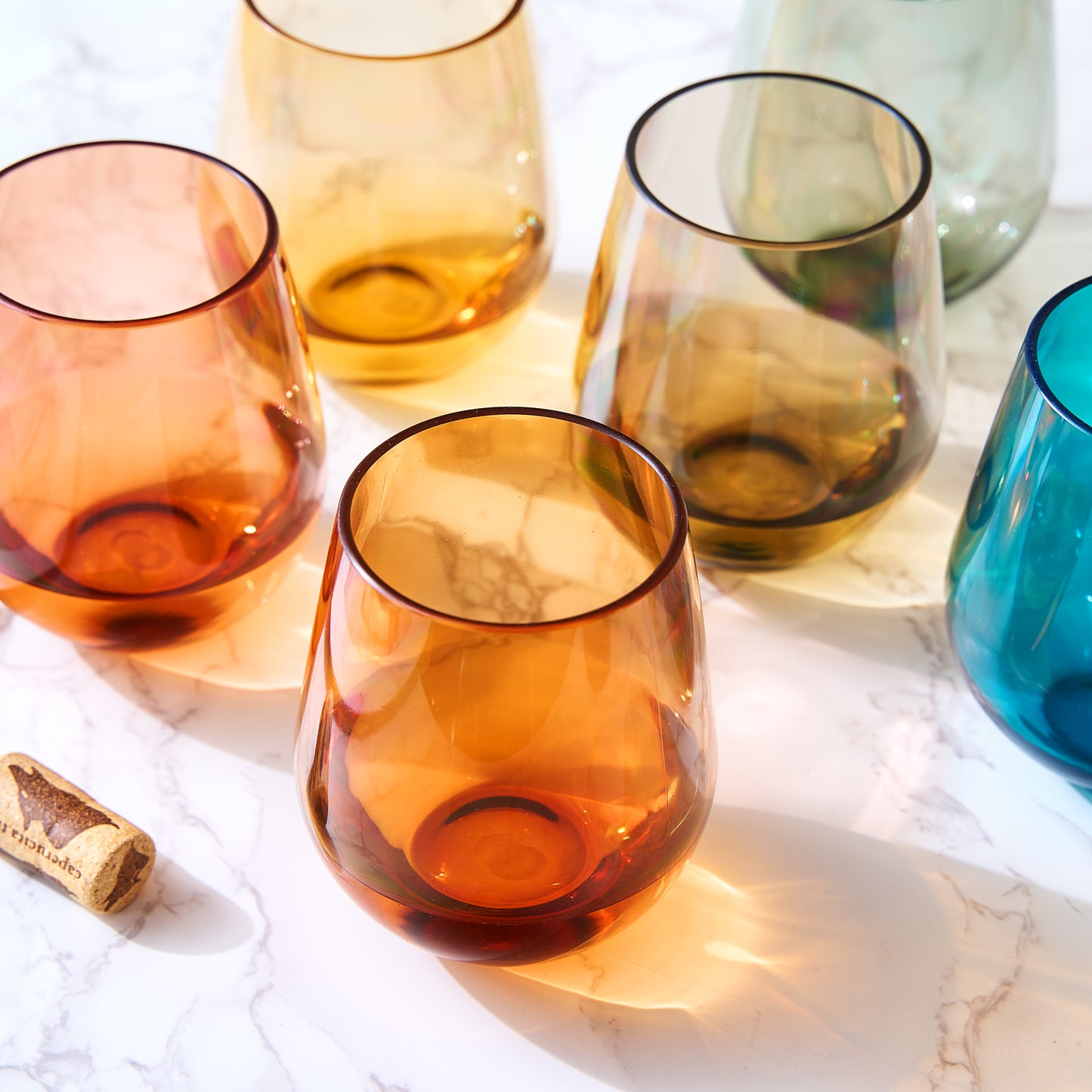 Eze Stemless Wine Glassware, Unbreakable Acrylic, Set of 6