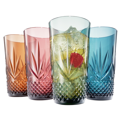 Onix Acrylic Crystal Highball Glassware, Set of 4