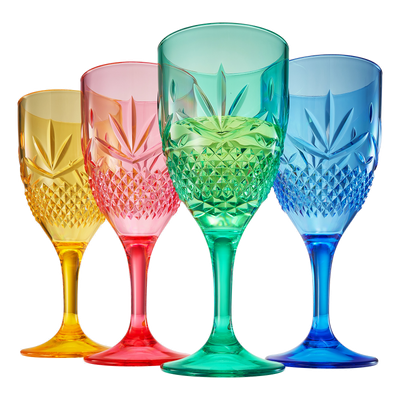 Onix Acrylic Crystal, Stemmed Wine Glassware, Set of 4