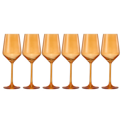 Rhea Stemmed Wine Glassware, Set of 6, Amber