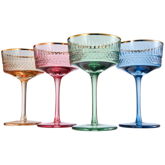 Duomo Champagne Coupe Cocktail Glassware, Set of 4