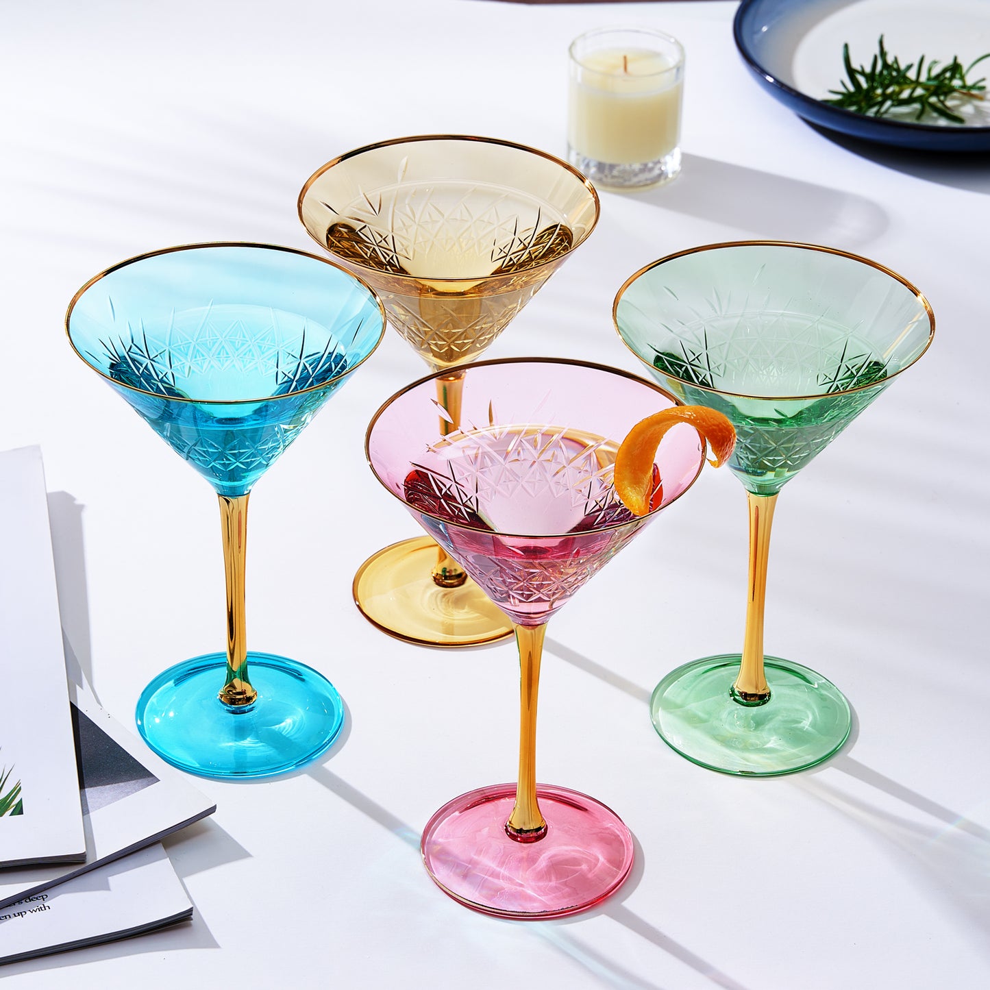 Bellissimo Martini Glassware, Set of 4