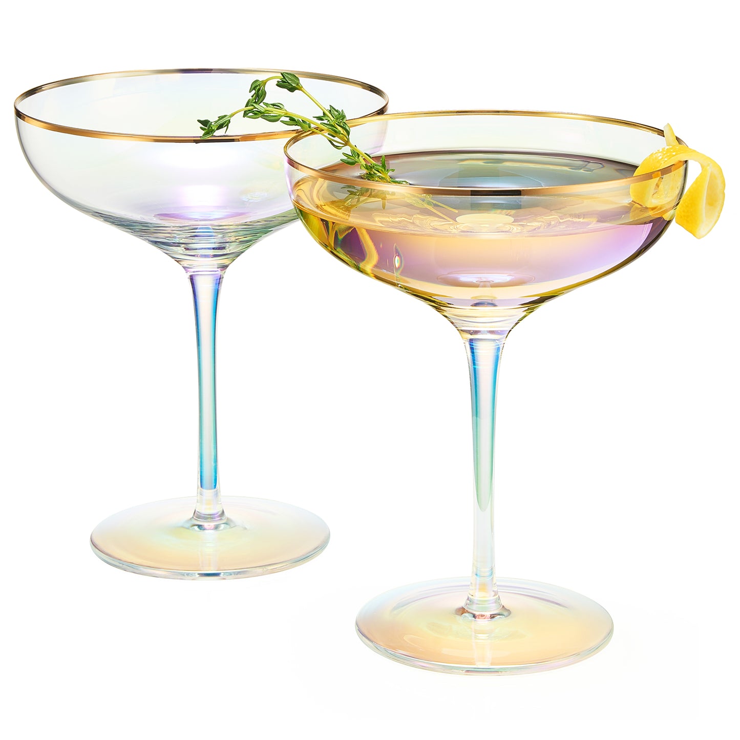 Palazzo Coupe Cocktail Glassware, Set of 2, Iridescent