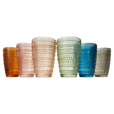 Tonal Hobnail Highball Glassware, Set of 6