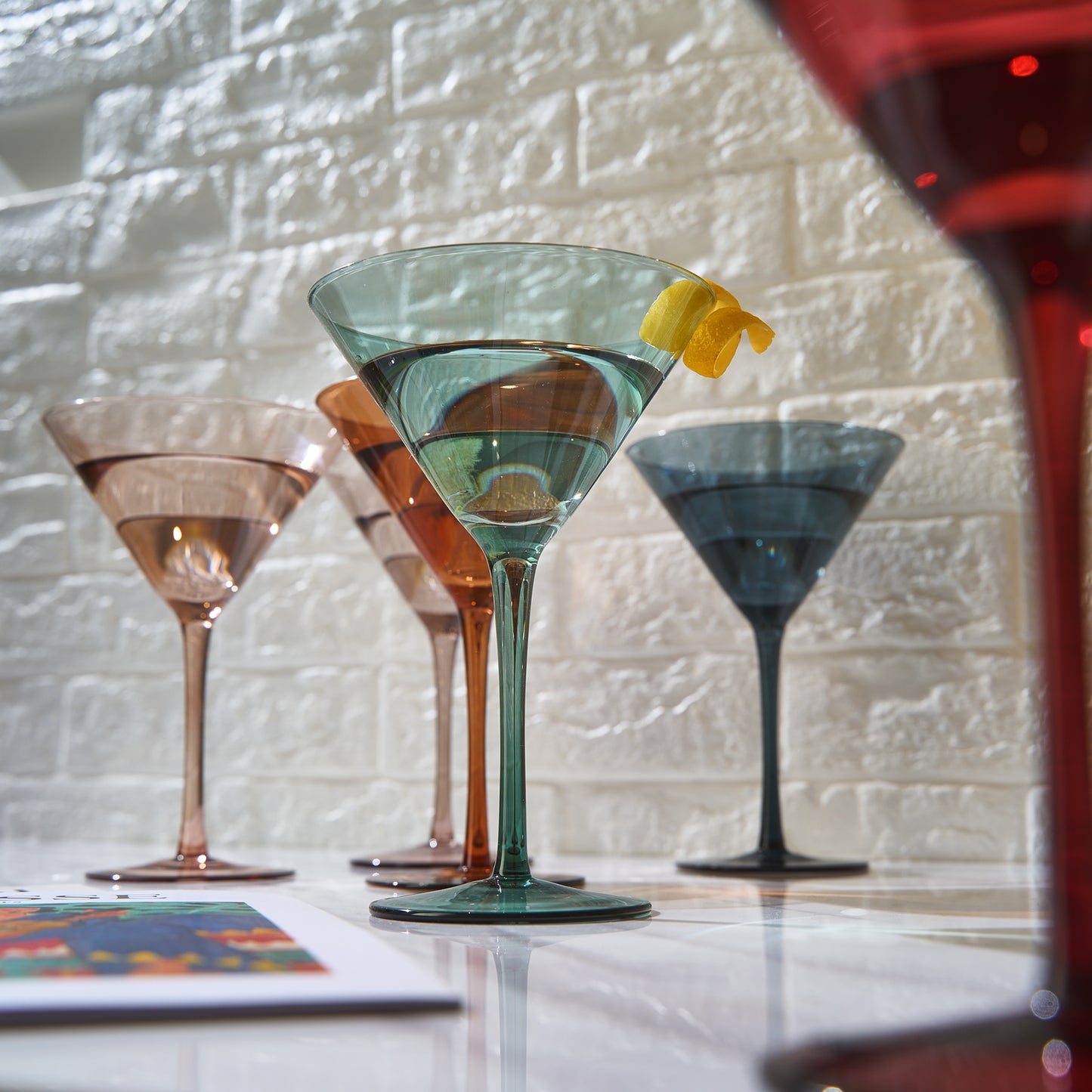 Tonal Martini Glassware, Set of 6