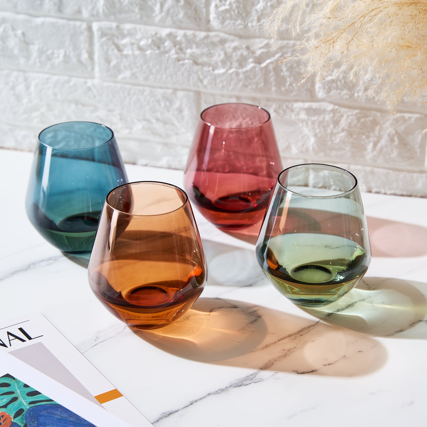 Tonal Stemless Wine Glassware, Set of 4