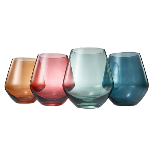 Tonal Stemless Wine Glassware, Set of 4