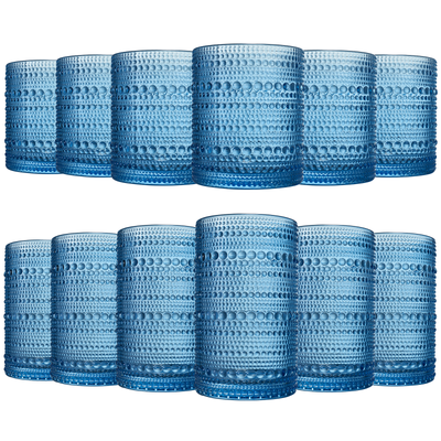 Textured Hobnail Lowball & Highball Glassware, Set of 12
