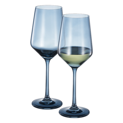 Tonal Stemmed Wine Glassware, Cloudy Blue, Set of 2