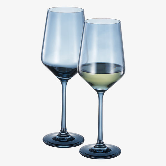 Tonal Colored Wine Glassware, Cloudy Blue, Set of 2