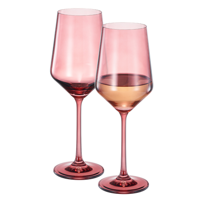 Tonal Stemmed Wine Glassware, Cranberry Red, Set of 2