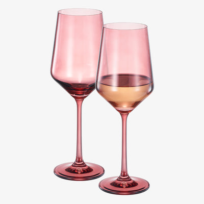 Tonal Stemmed Wine Glassware, Cranberry Red, Set of 2