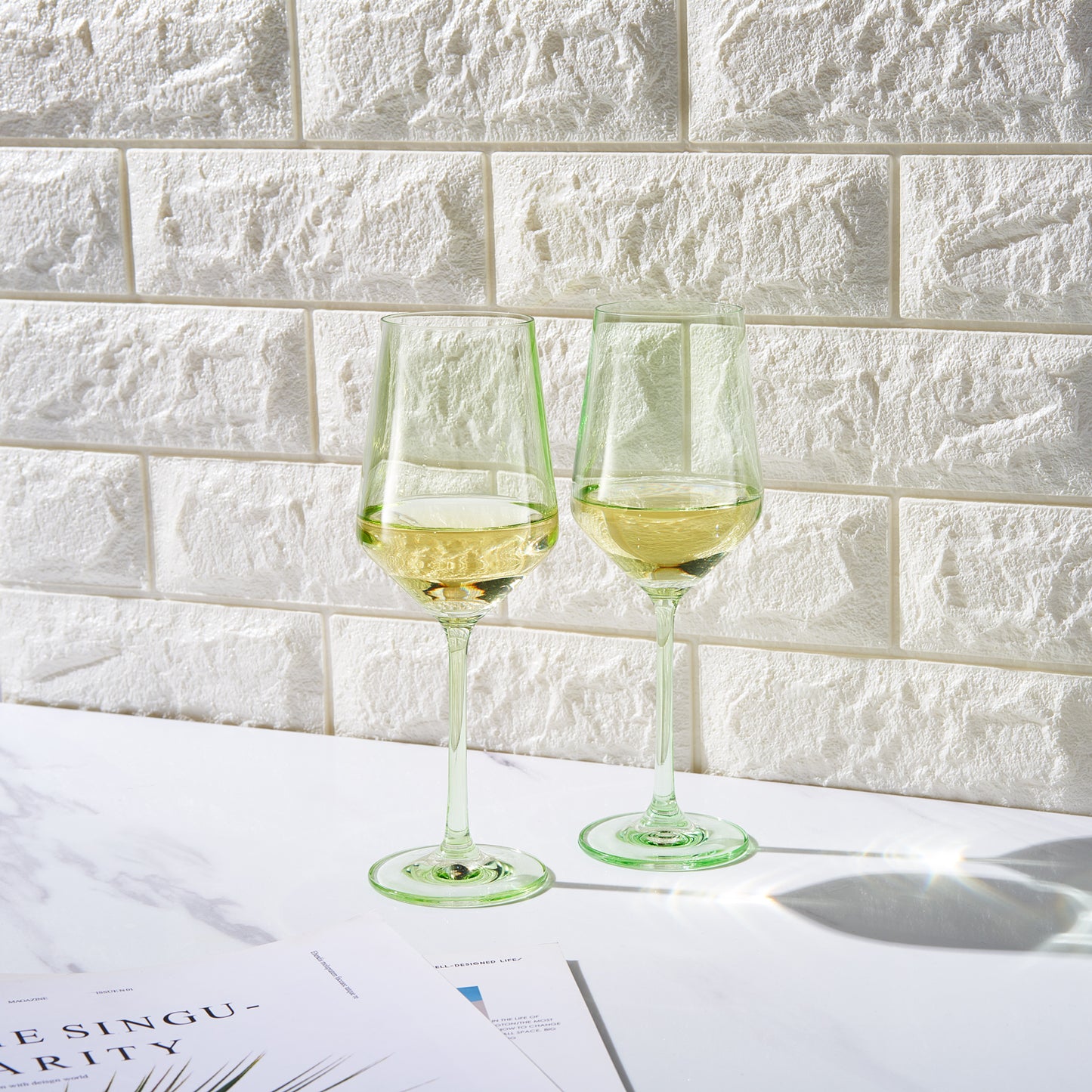 Monet Wine Glassware, Green, Set of 2