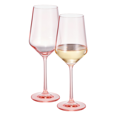 Monet Stemmed Wine Glassware, Pink, Set of 2