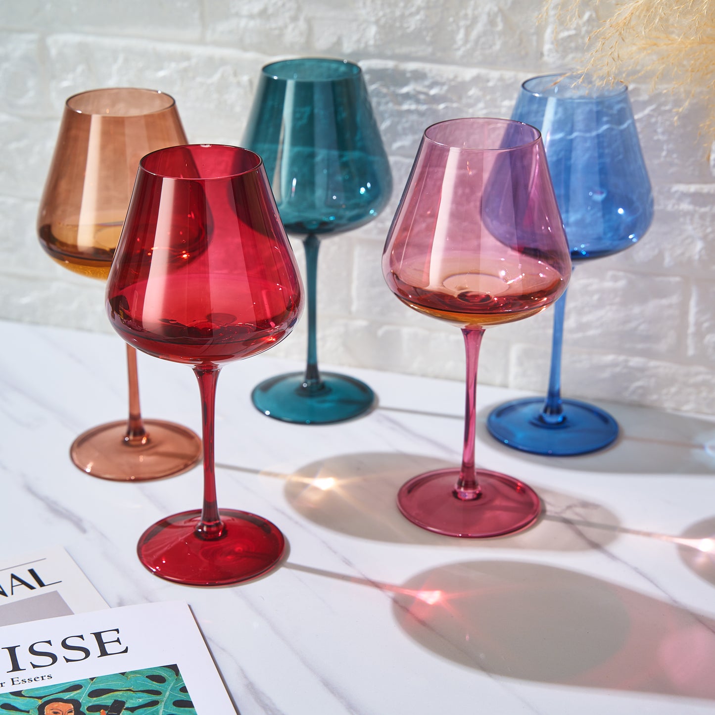 Stagioni Wine Glassware, Set of 5, "May Flowers"