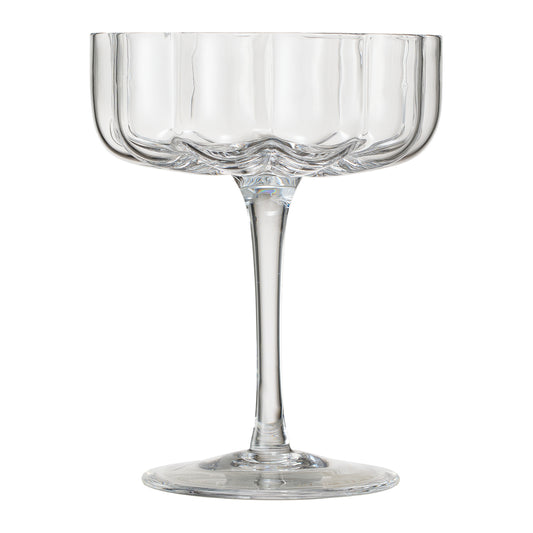 Wave Champagne Coupe Cocktail Glassware, Clear, Set of 2