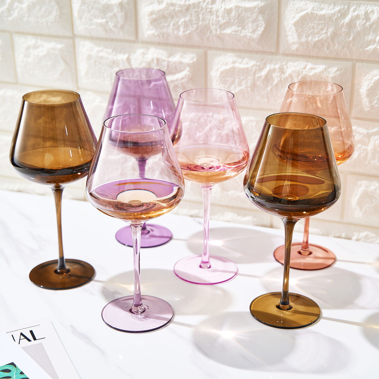 Stagioni Wine Glassware, Set of 6, "Fall Leaves"