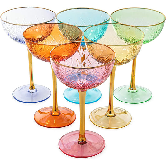 Bellissimo Champagne Coupe Cocktail Glassware, Set of 6