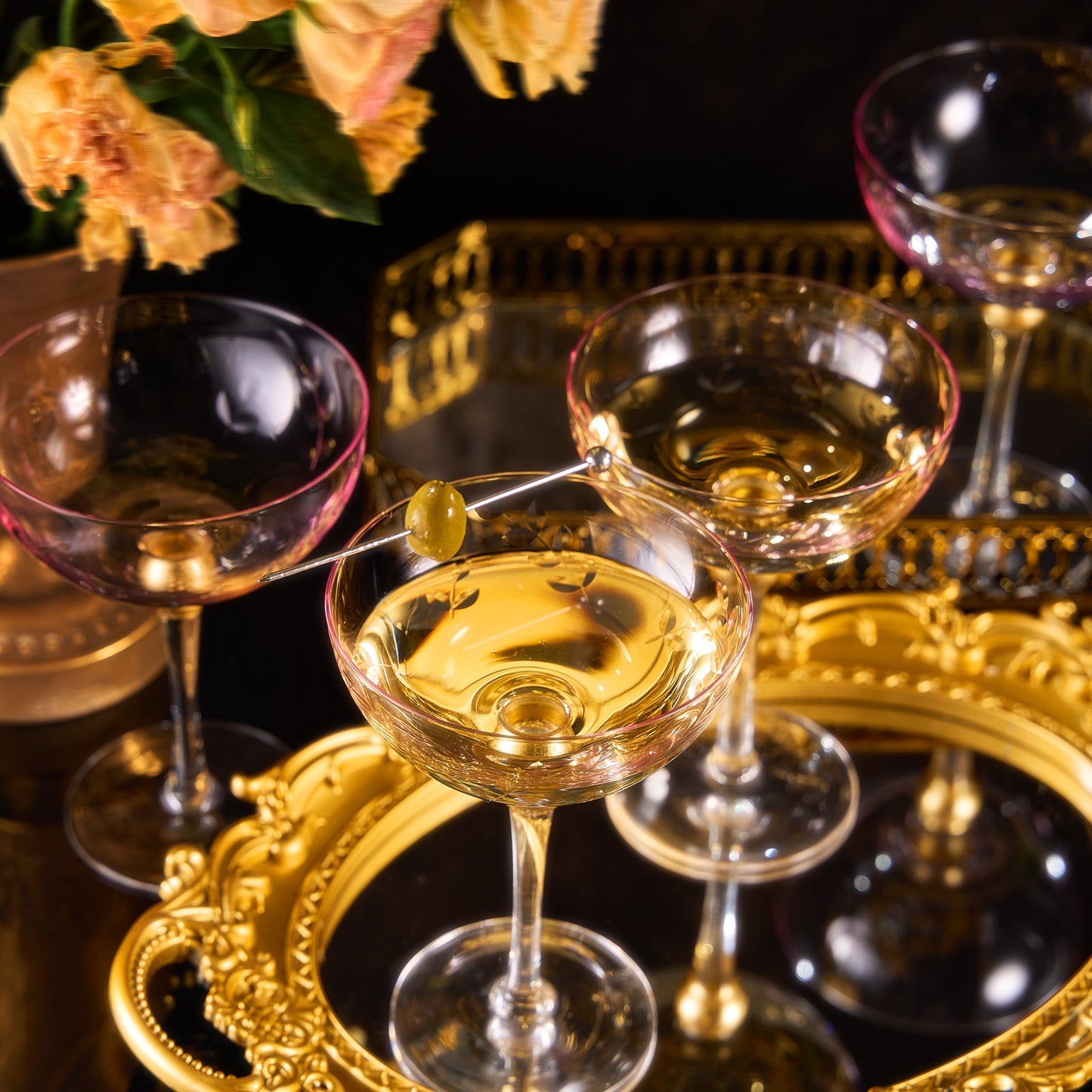 Giglio Champagne Coupe Cocktail Glassware, Set of 4