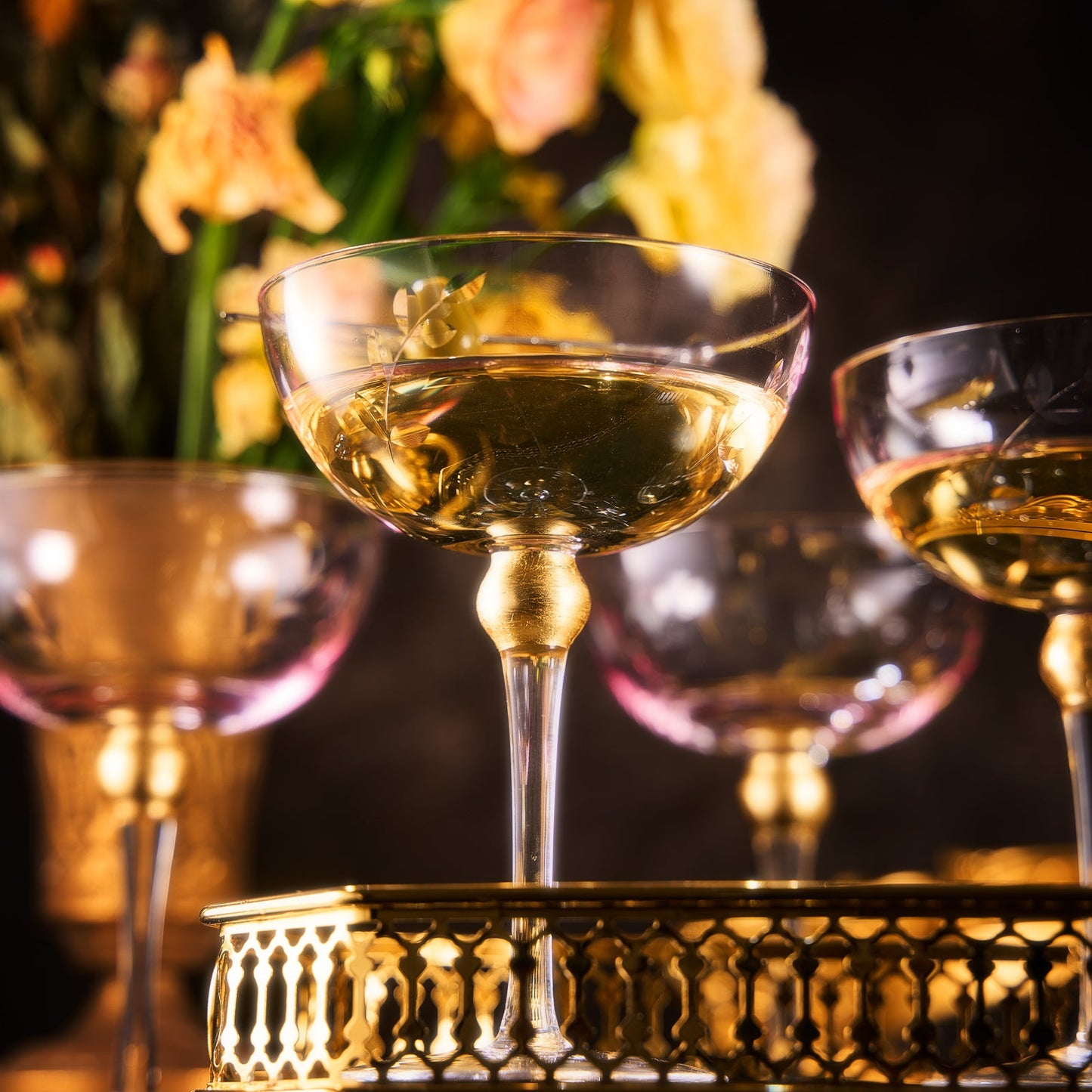 Giglio Champagne Coupe Cocktail Glassware, Set of 4