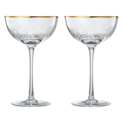 Basilica Champagne Coupe Cocktail Glassware, Set of 2