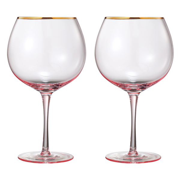 Palazzo Stemmed Wine Glassware, Set of 2, Pink