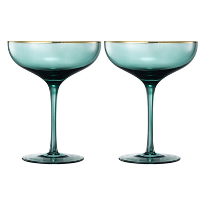 Palazzo Champagne Coupe, Cocktail Glassware, Set of 2, Green