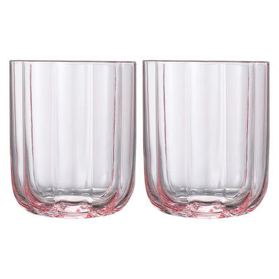 Wave Lowball Glassware, Pink, Set of 2