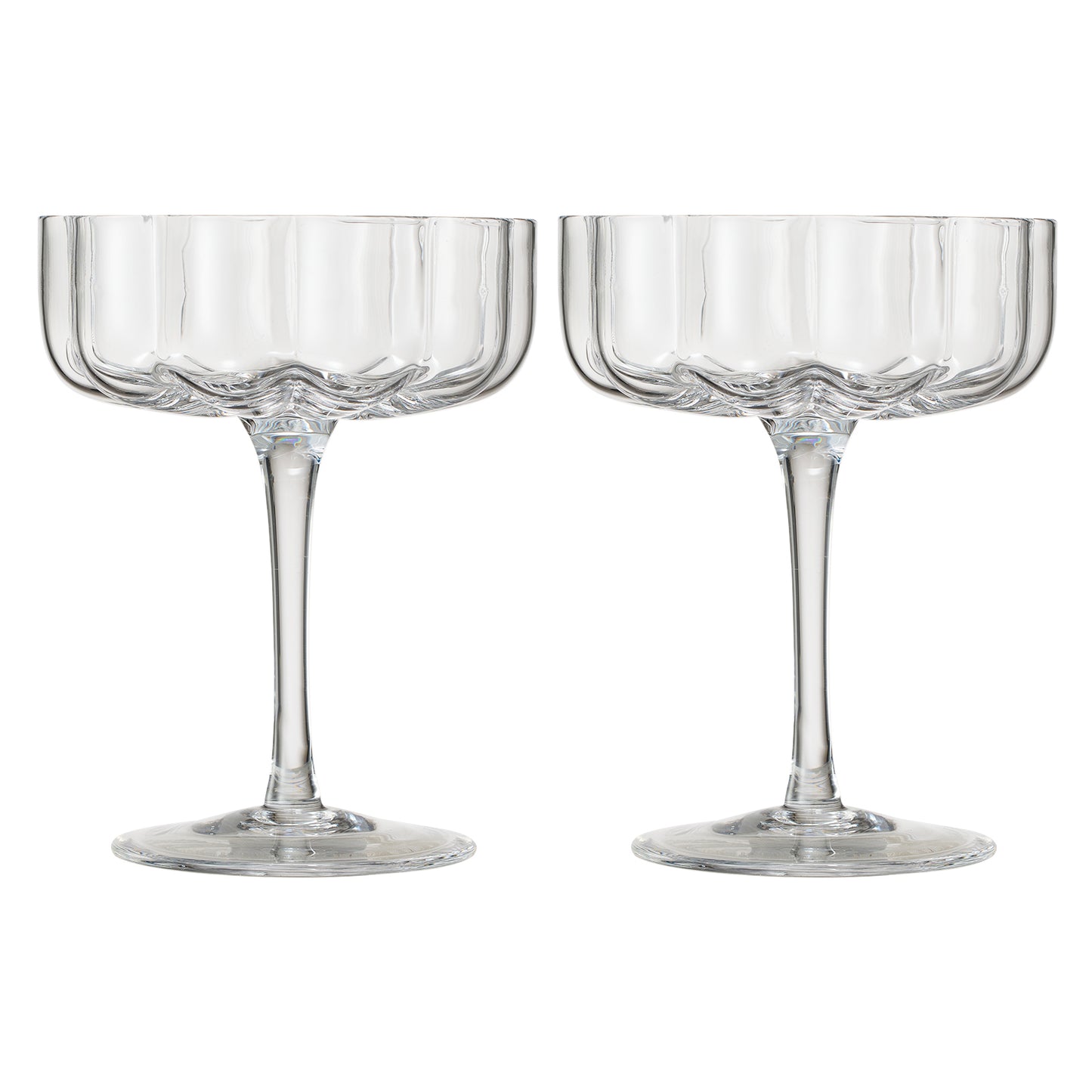 Wave Coupe Cocktail Glassware, Set of 2