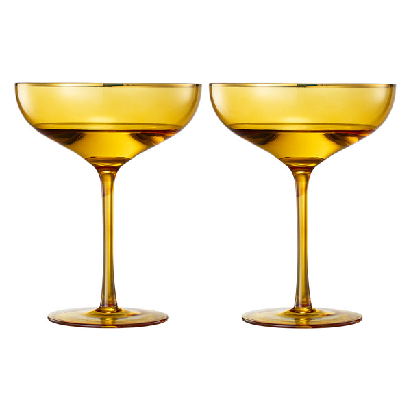 Palazzo Champagne Coupe, Cocktail Glassware, Set of 2, Yellow