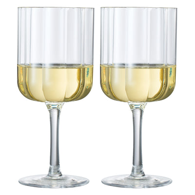 Wave Stemmed Wine Glassware, Clear, Set of 2