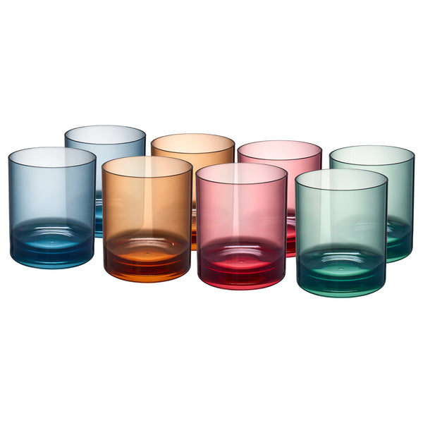 Eze Acrylic Lowball Tumbler Glassware, Set of 8