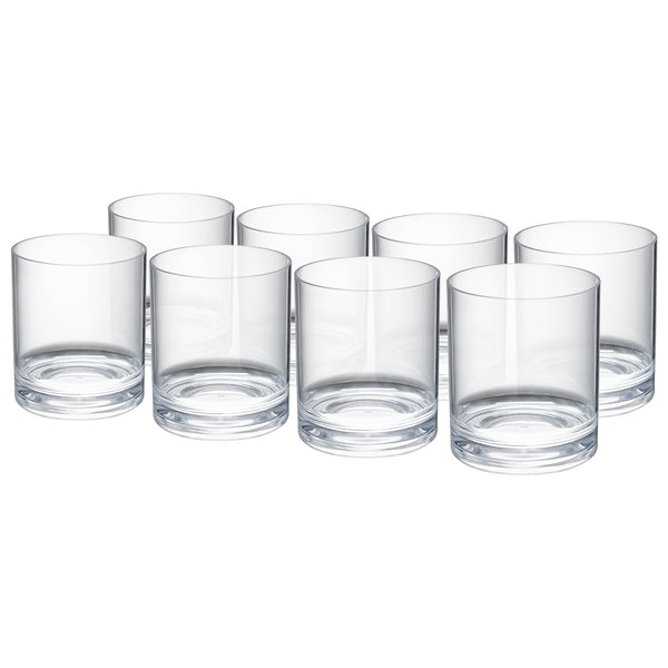 Barcelona Acrylic Lowball Tumbler Glassware, Set of 8