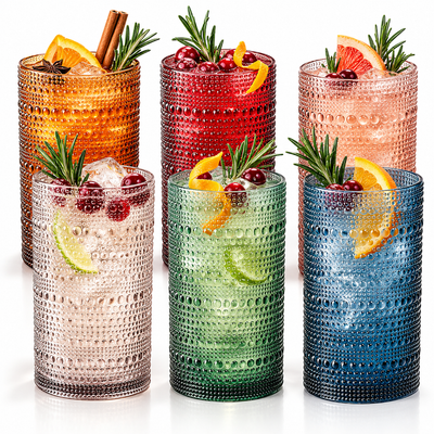 Eze Acrylic Highball Hobnail Glassware, Set of 6