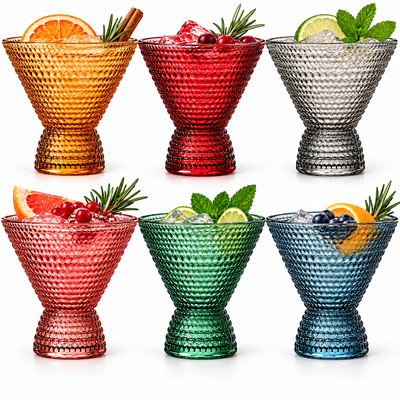 Tonal Hobnail Martini Cocktail Glassware, Set of 6