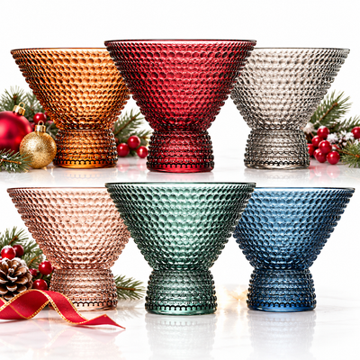 Tonal Hobnail Martini Cocktail Glassware, Set of 6