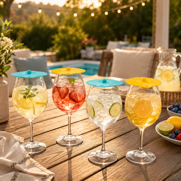 Floating Wine Glasses for Pool with Lids (Set of 4) – 21oz