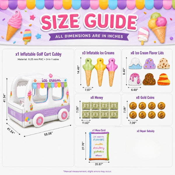 Inflatable Ice Cream Truck Playhouse, Large Shop Vehicle Playset for Kids