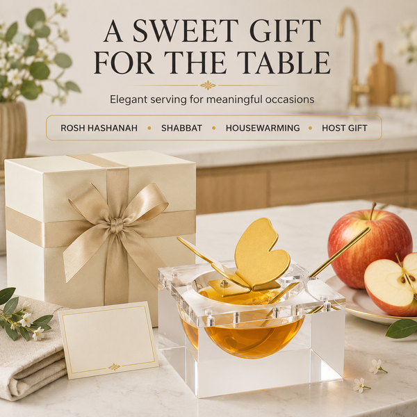 Butterfly Honey Dish with Gold Spoon | Clear Glass Sweet Dessert Bowl