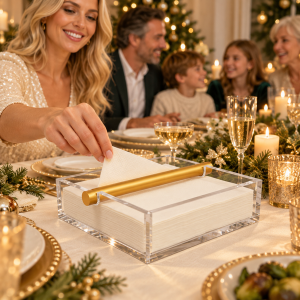 Clear & Gold Napkin Holder – 7
