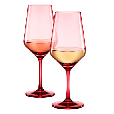 Tonal Stemmed Wine Glassware, Cranberry Red, Set of 2