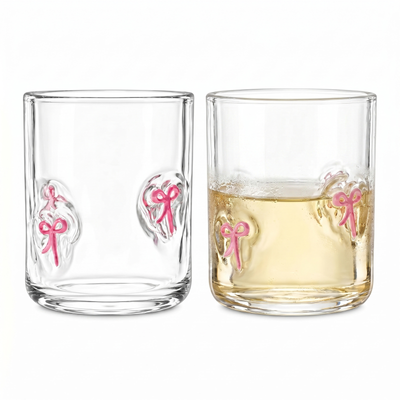 Khen Bowtie Tumblers Set Stylish Break Resistant Acrylic Drinkware - Set of 2 Pink